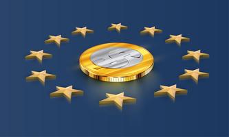 Europeiska unionen flagga stjärnor och pengar (dollar), vektor