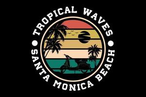 tropische wellen santa monica strand silhouette design vektor