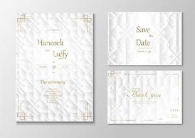 bröllopsinbjudan med vit och guld lyxig bakgrund vektor