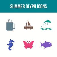 einzigartiger Sommer-Glyphen-Vektor-Icon-Set vektor