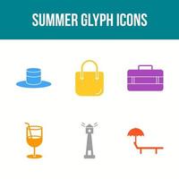 einzigartiger Sommer-Glyphen-Vektor-Icon-Set vektor