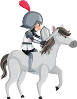 Ritter reiten Pferd Cartoon-Figur auf weißem Hintergrund vektor