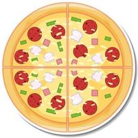 ovanifrån av italiensk pizzaklistermärke på vit bakgrund vektor
