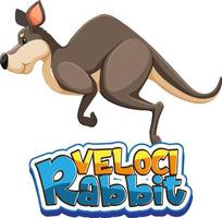 Känguru-Cartoon-Figur mit Velocirabbit-Schriftart-Banner isoliert vektor