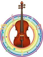 Violine im Regenbogen-Rundrahmen mit Melodiesymbolen vektor