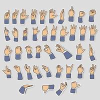 ikonuppsättningar av affärsman hand med gest tecken vektor