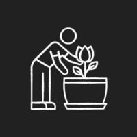 Blühende Zimmerpflanze Kreideweiß Symbol auf schwarzem Hintergrund vektor