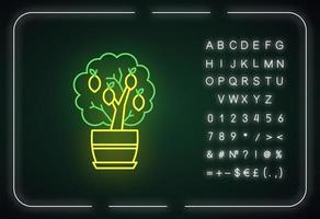 miniatyr citron träd neon ljus ikon vektor