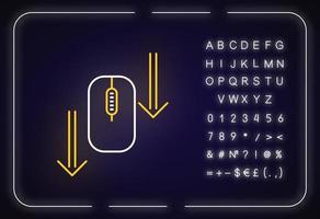 Scrollen Sie nach unten mit dem Maus-Neonlicht-Symbol vektor