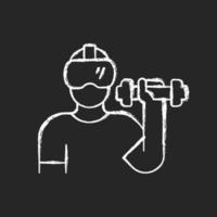 Virtual Reality Fitness Kreide weißes Symbol auf dunklem Hintergrund. vektor