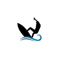 surf logotyp mall, vattensporter design vektor