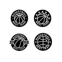 uppsättning samling basketboll svart logotyp design illustration vektor