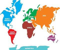 världskarta med kontinenter vektor