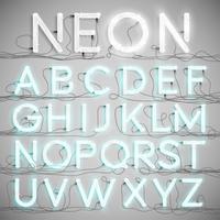 Realistisk neon alfabet med ledningar (ON), vektor