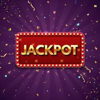 Jackpot-Hintergrund mit fallendem Goldkonfetti. Kasino vektor