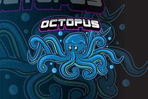 Oktopus-Maskottchen-Esport-Logo-Design vektor