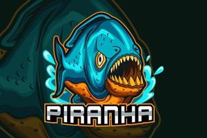 wilder Piranha und Sportlogo vektor