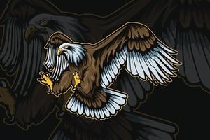 Adler-Maskottchen für Sport- und Esport-Logo auf dunklem Hintergrund isoliert