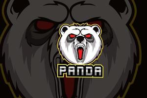 Panda-Maskottchen für Sport- und Esport-Logo auf dunklem Hintergrund isoliert vektor