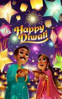 glad diwali festival av ljus koncept vektor