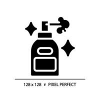 2d Pixel perfekt Haar sprühen Glyphe Stil Symbol, isoliert Vektor, Haarpflege einfach schwarz Silhouette Illustration. vektor