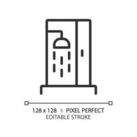 2d Pixel perfekt editierbar schwarz Dusche Symbol, isoliert Vektor, dünn Linie Illustration Darstellen Installation. vektor