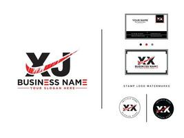 handstil xj logotyp ikon företag kort, alfabet xj borsta brev logotyp för affär vektor