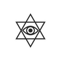 all-se öga i pentagram vektor grafisk linje konst stil, tatuering design element, esoterisk symbol isolerat