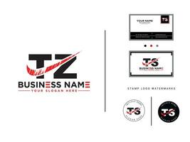 minimalistisch tz Bürste Logo Vektor, minimal tz Logo Symbol Bürste Brief mit Geschäft Karte vektor