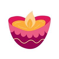 Diwali Lampe im Herz gestalten mit Flamme Vektor Illustration