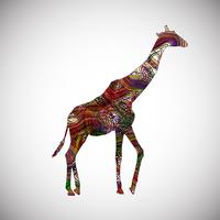 Färgrik giraff gjord av linjer, vektor illustration
