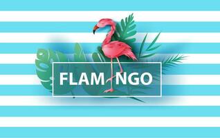 försäljning sommar baner med flamingo på blå bakgrund, minimal enkel design för affisch, flygblad, inbjudan, kort, webb webbplats eller Ansökan smartphone. kreativ design papper skära stil, vektor illustration