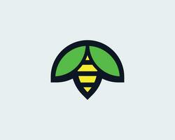 enkel bi logotyp med vingar använder sig av de form av en blad. vektor