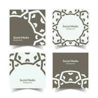 enkel och modern brun grå dekorativ mönster fyrkant platt social media bakgrund vektor