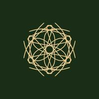 abstrakt Gold und dunkel Grün Blumen- Mandala Logo. geeignet zum elegant und Luxus Zier Symbol vektor