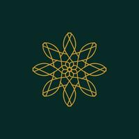 abstrakt Gelb und dunkel Grün Blumen- Mandala Logo. geeignet zum elegant und Luxus Zier Symbol vektor