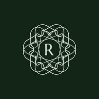 Initiale Brief r Blumen- Zier Rand Kreis Rahmen Logo vektor