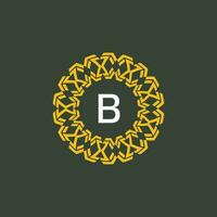 brev b medaljong emblem första cirkel bricka logotyp vektor