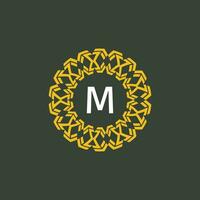 Brief m Medaillon Emblem Initiale Kreis Abzeichen Logo vektor