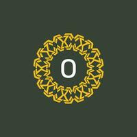brev o medaljong emblem första cirkel bricka logotyp vektor