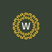 brev w medaljong emblem första cirkel bricka logotyp vektor