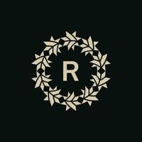 första brev r dekorativ gräns cirkel ram logotyp vektor
