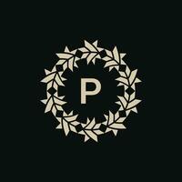 första brev p dekorativ gräns cirkel ram logotyp vektor