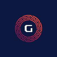modern tech cirkel emblem brev g ram logotyp vektor