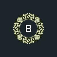 Logo Initialen Brief b. Logo Emblem Kreis elegant und organisch. runden Muster Ornament vektor