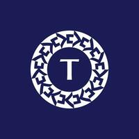 logotyp initialer brev t. modern och elegant cirkel emblem. dekorativ cirkulär emblem. samma mönster emblem vektor