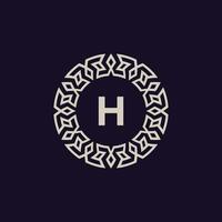 Logo Initialen Brief h. elegant und modern Kreis Emblem. Zier Monogramm Emblem vektor