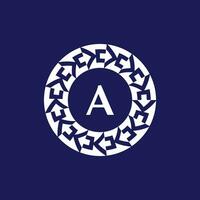 logotyp initialer brev a. modern och elegant cirkel emblem. dekorativ cirkulär emblem. samma mönster emblem vektor