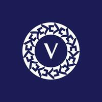 logotyp initialer brev v. modern och elegant cirkel emblem. dekorativ cirkulär emblem. samma mönster emblem vektor