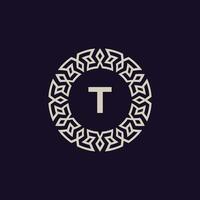 logotyp initialer brev t. elegant och modern cirkel emblem. dekorativ monogram emblem vektor